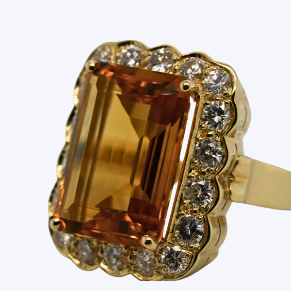 Citrine and Diamond Halo Ring Online Sale