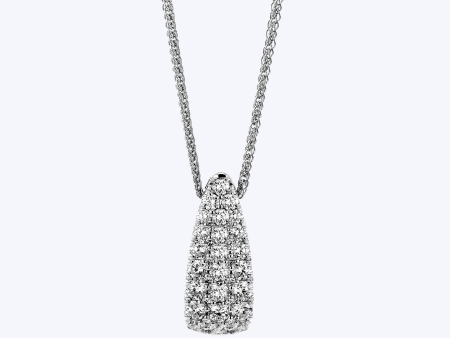 Triple Row Diamond Drop Pendant Necklace For Sale