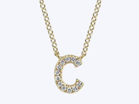 C  Diamond Initial Pendant Necklace Online Hot Sale