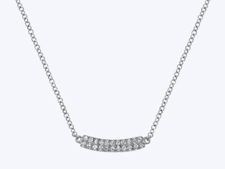 Gaby Curved Pave Double Diamond Bar Necklace Supply