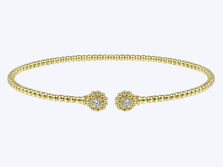 Hayley Michelle Diamond Flower Caps Open Bangle Online