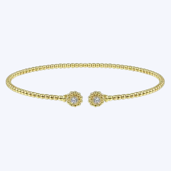 Hayley Michelle Diamond Flower Caps Open Bangle Online