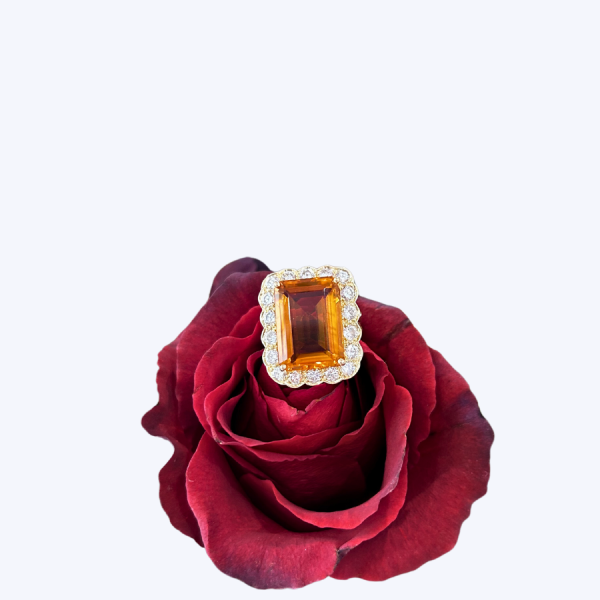 Citrine and Diamond Halo Ring Online Sale