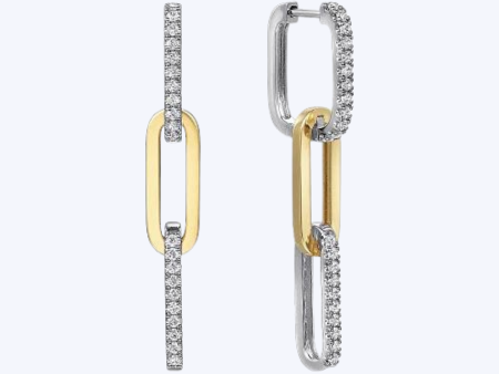 Diamond and Hollow Link Chain Earrings Online now