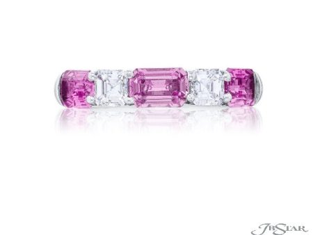 Alternating Pink Sapphire & Diamond Band Fashion