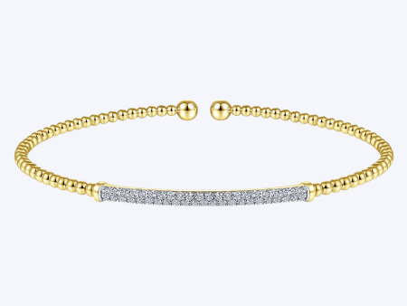 Bujukan Split Cuff Bracelet with Diamond Pave Bar on Sale