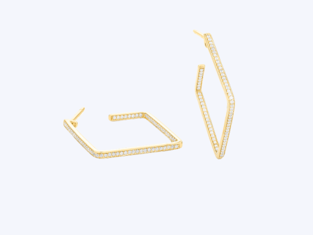 Large Diamond Edge Line Earrings For Cheap