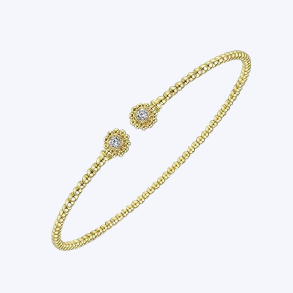 Hayley Michelle Diamond Flower Caps Open Bangle Online