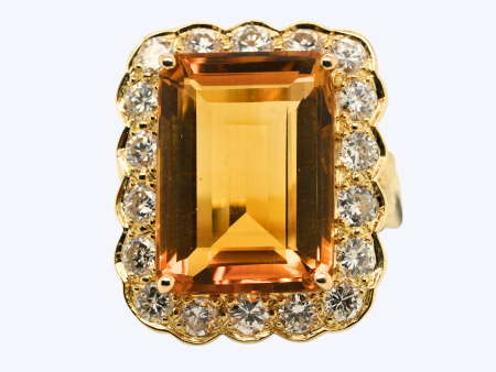 Citrine and Diamond Halo Ring Online Sale