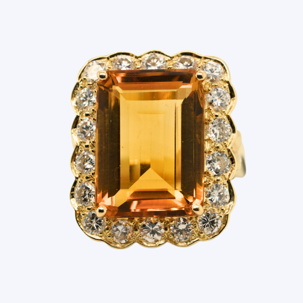 Citrine and Diamond Halo Ring Online Sale