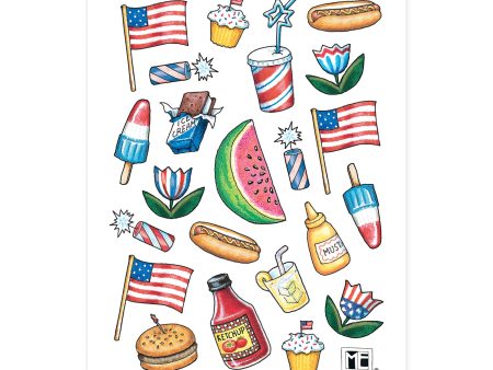 Patriotic Summer Sticker Sheet Hot on Sale