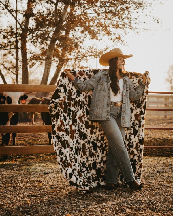 Hugs Brown Cow Blanket Hot on Sale