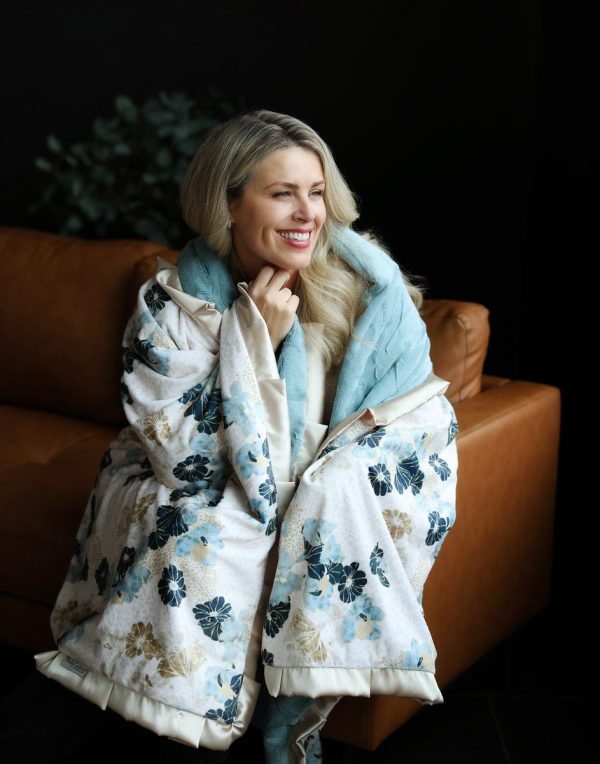 Winter Floral Blue Blanket Online Hot Sale