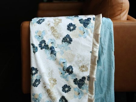 Winter Floral Blue Blanket Online Hot Sale