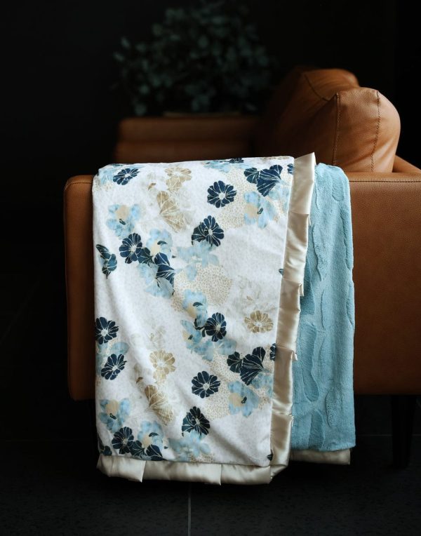 Winter Floral Blue Blanket Online Hot Sale