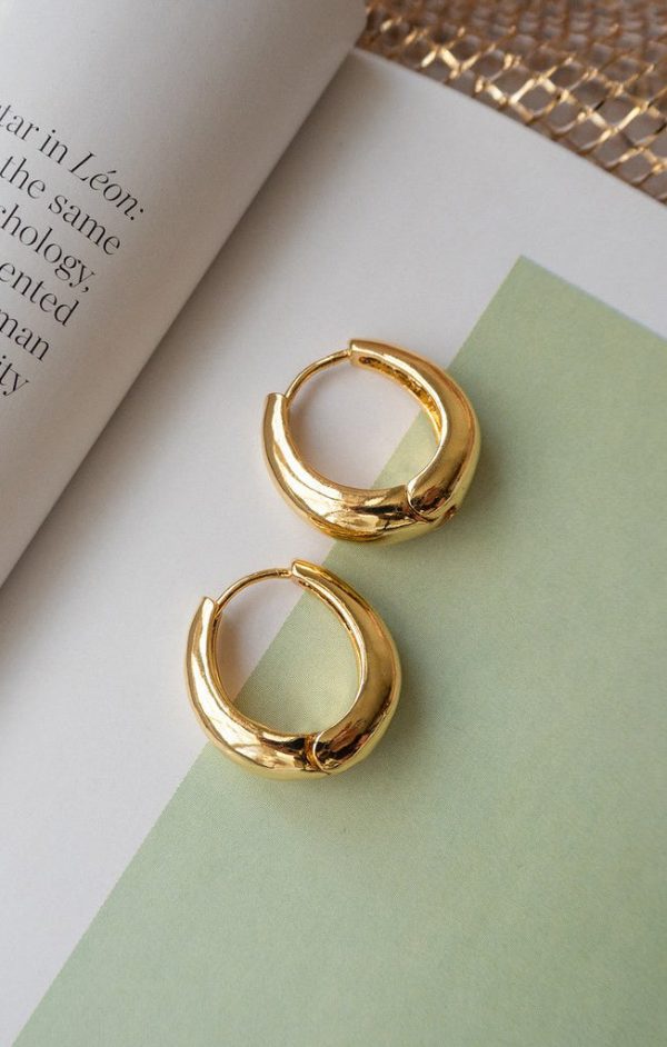 LUV AJ Marbella Hoop Earrings ~ 14K Gold Plated Fashion