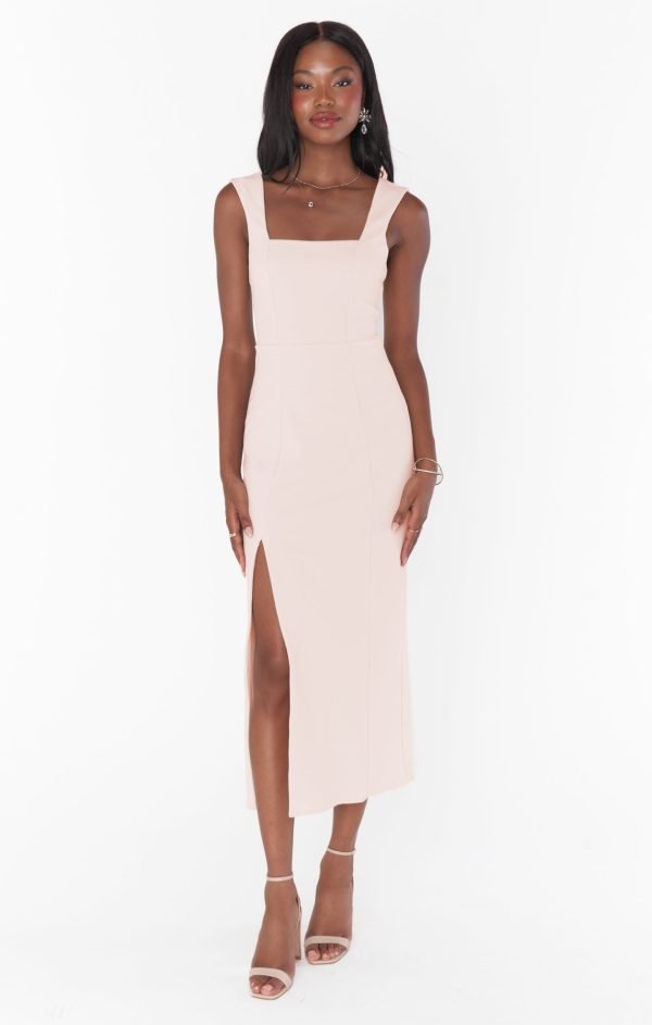 Eden Midi Dress ~ Dusty Blush Stretch Online Sale