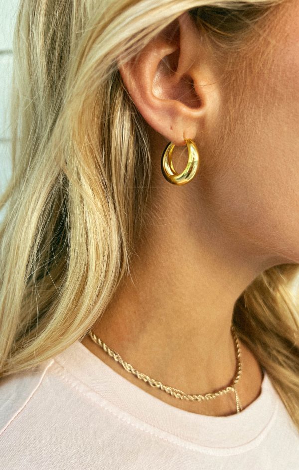 LUV AJ Marbella Hoop Earrings ~ 14K Gold Plated Fashion