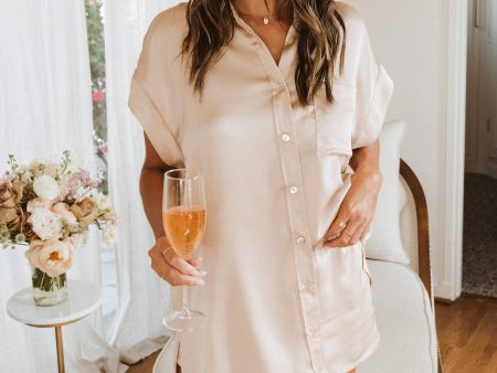 Best Day Button Up ~ Champagne Luxe Satin Supply